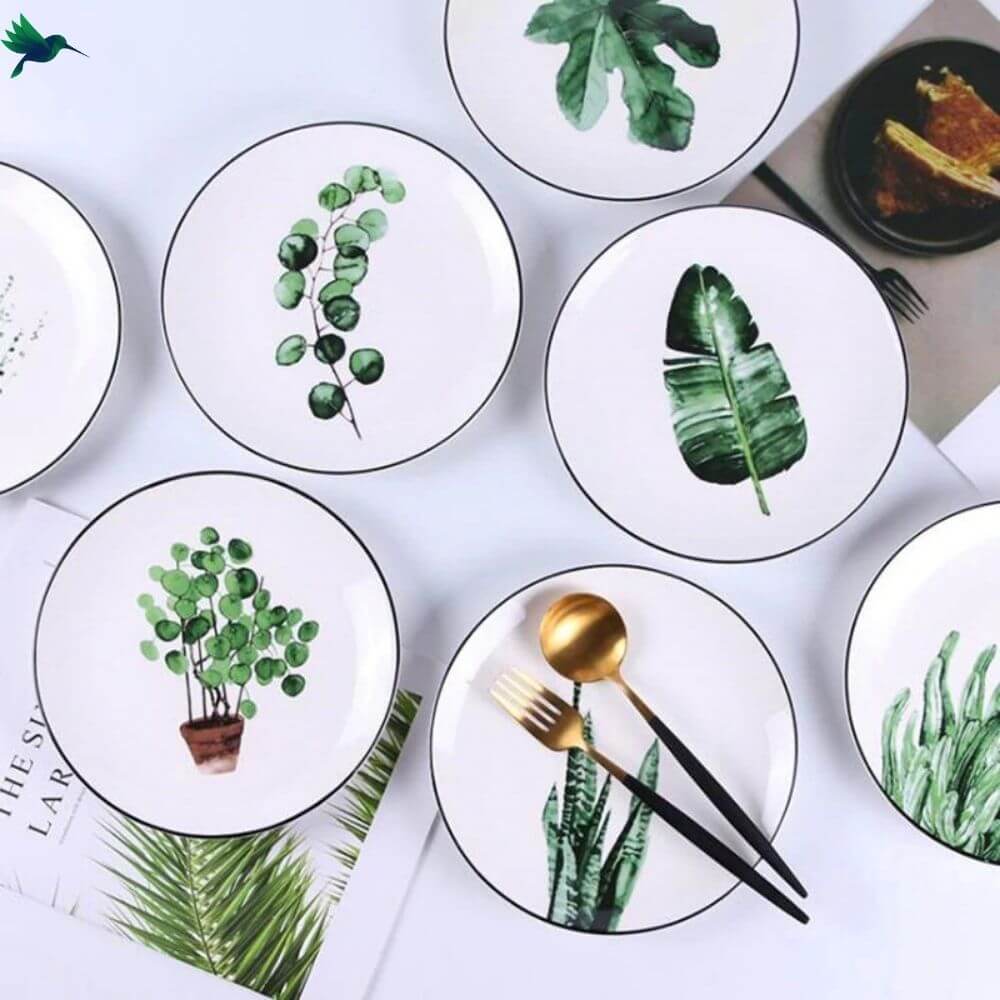 Assiette à Dessert Ronde Motif Tropical Déco-exotique.fr