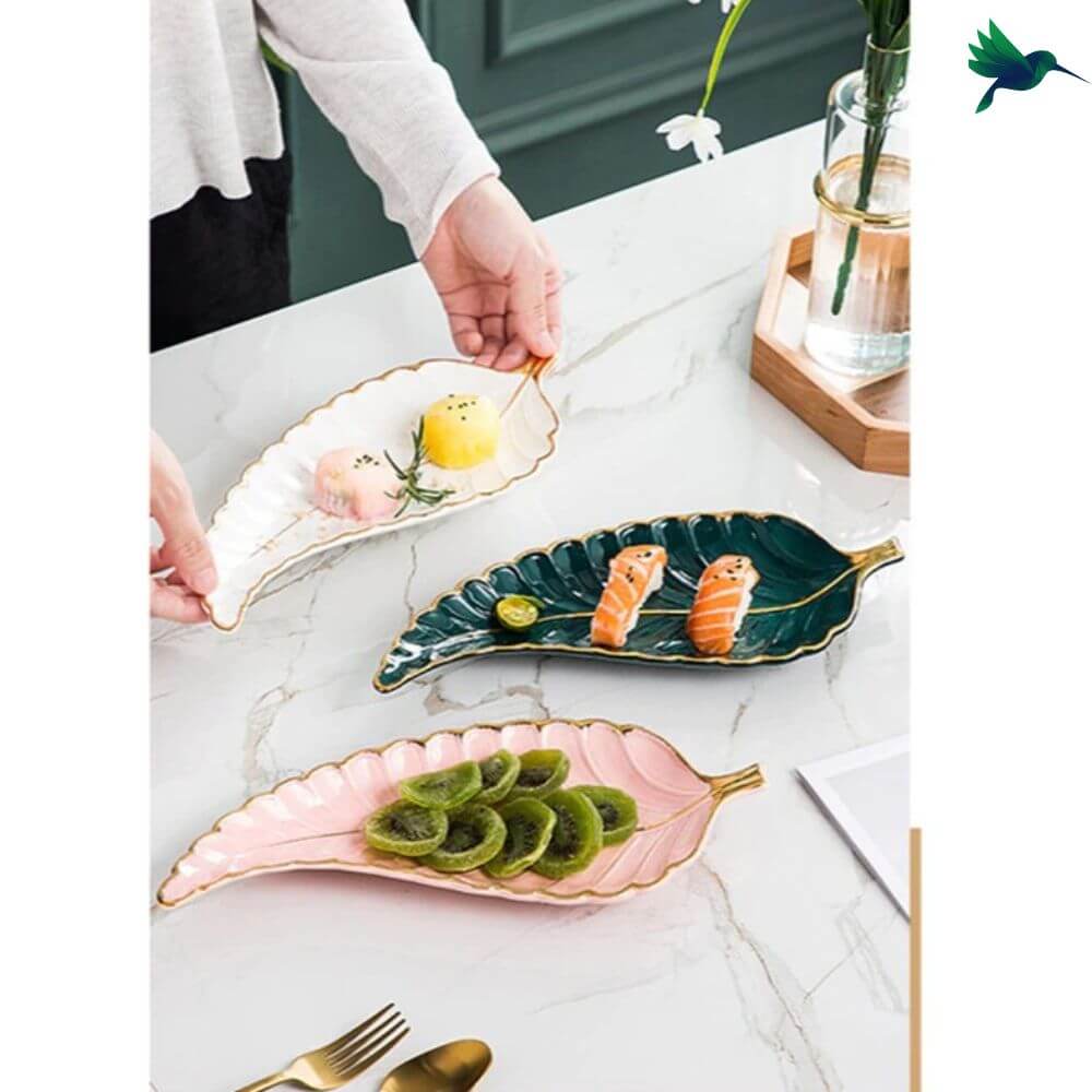 Assiette céramique Feuille Déco-exotique.fr
