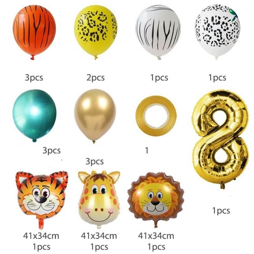 Ballon Anniversaire Chiffre - Jungle Doré - Déco-exotique.fr