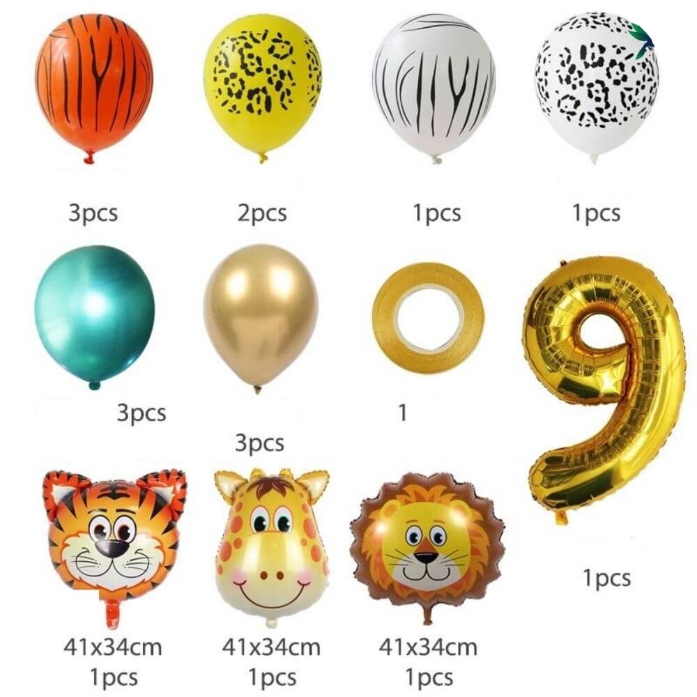 Ballon Anniversaire Chiffre - Jungle Doré - Déco-exotique.fr