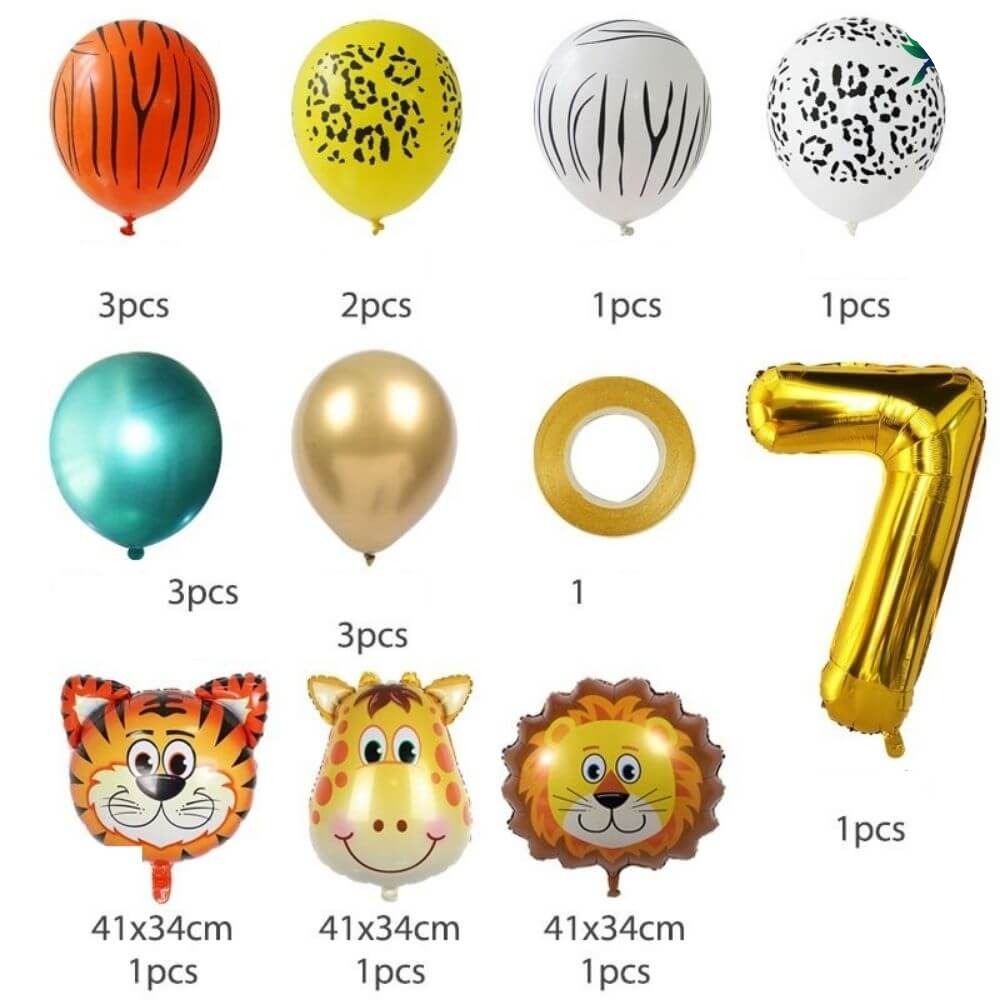 Ballon Anniversaire Chiffre - Jungle Doré - Déco-exotique.fr
