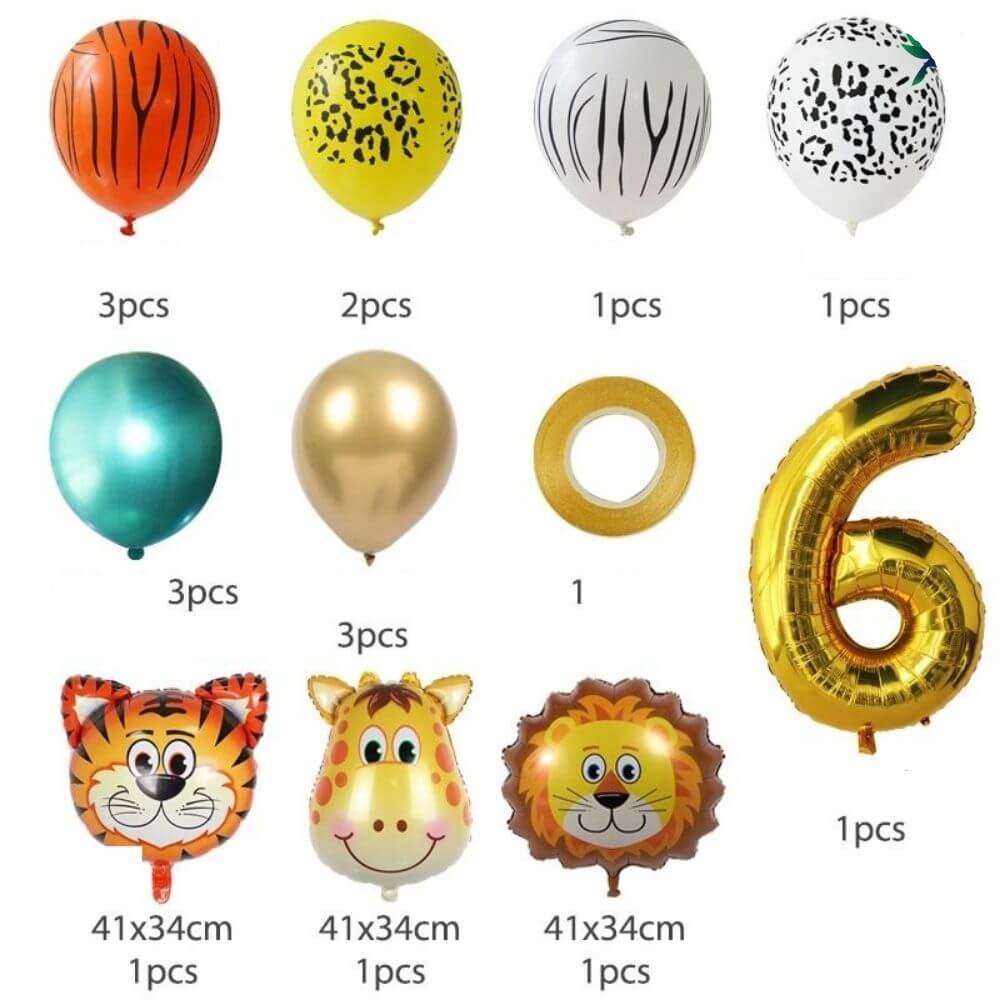 Ballon Anniversaire Chiffre - Jungle Doré - Déco-exotique.fr
