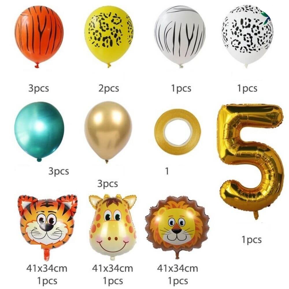 Ballon Anniversaire Chiffre - Jungle Doré - Déco-exotique.fr