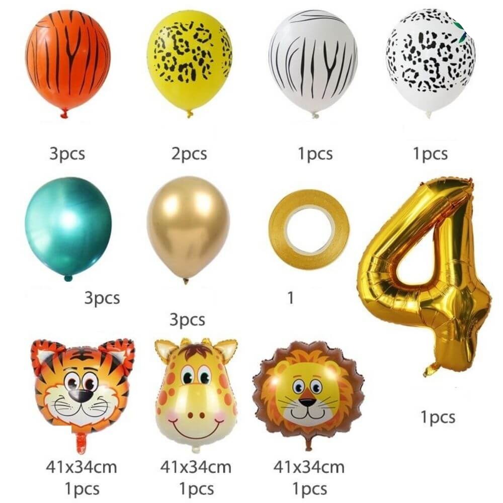 Ballon Anniversaire Chiffre - Jungle Doré - Déco-exotique.fr
