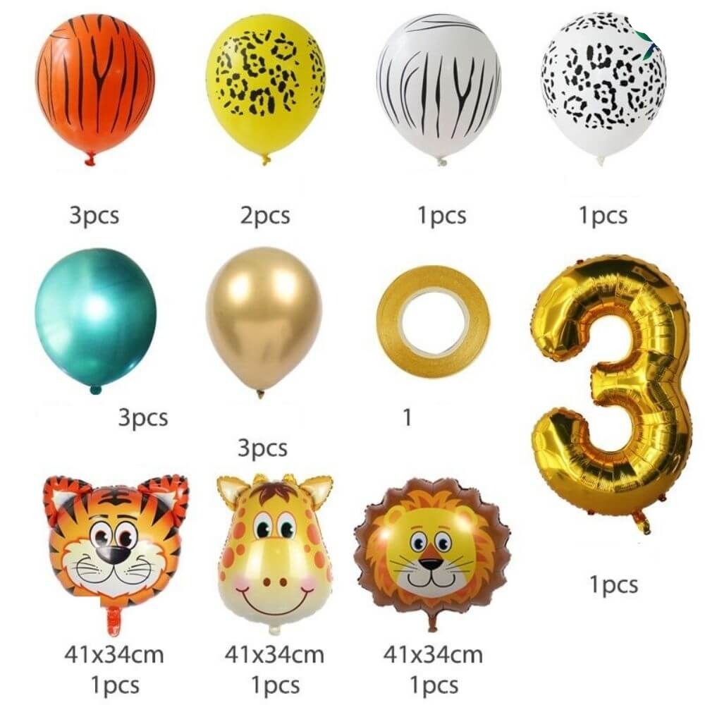 Ballon Anniversaire Chiffre - Jungle Doré - Déco-exotique.fr