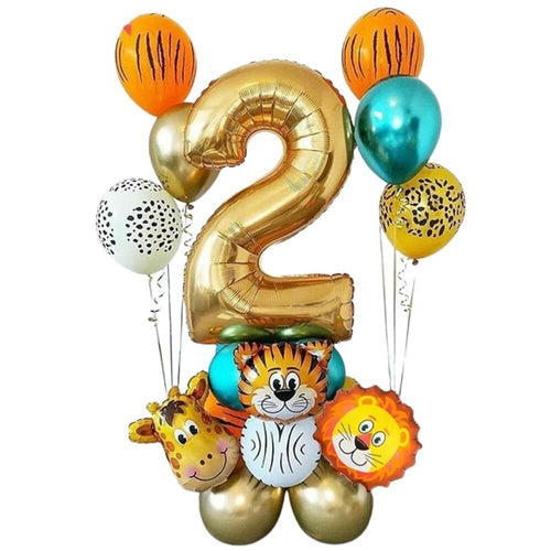 Ballon Anniversaire Chiffre - Jungle Doré - Déco-exotique.fr