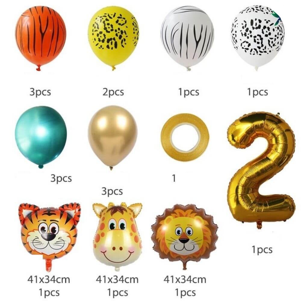 Ballon Anniversaire Chiffre - Jungle Doré - Déco-exotique.fr