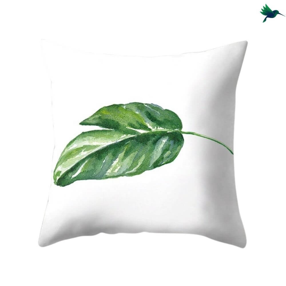 Coussin Jungle "Blanc et Vert" - Déco-exotique.fr