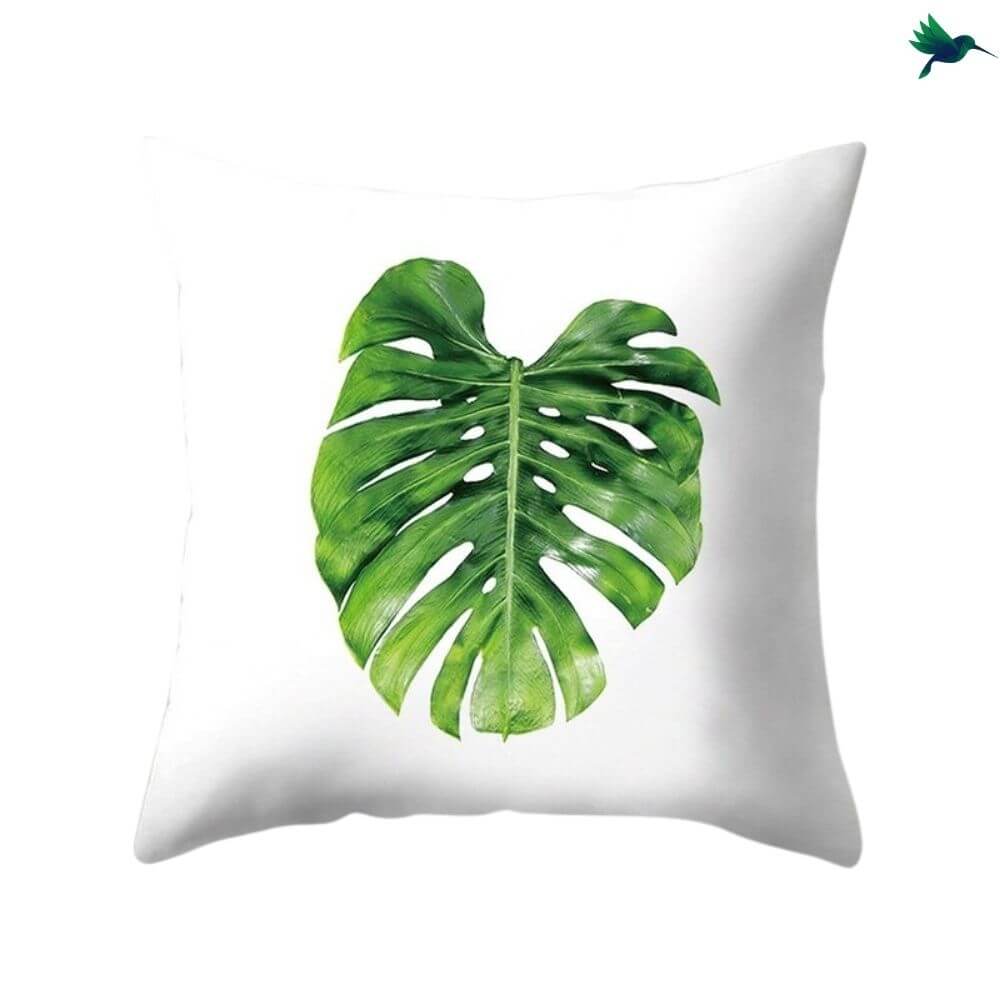Coussin Jungle "Blanc et Vert" - Déco-exotique.fr