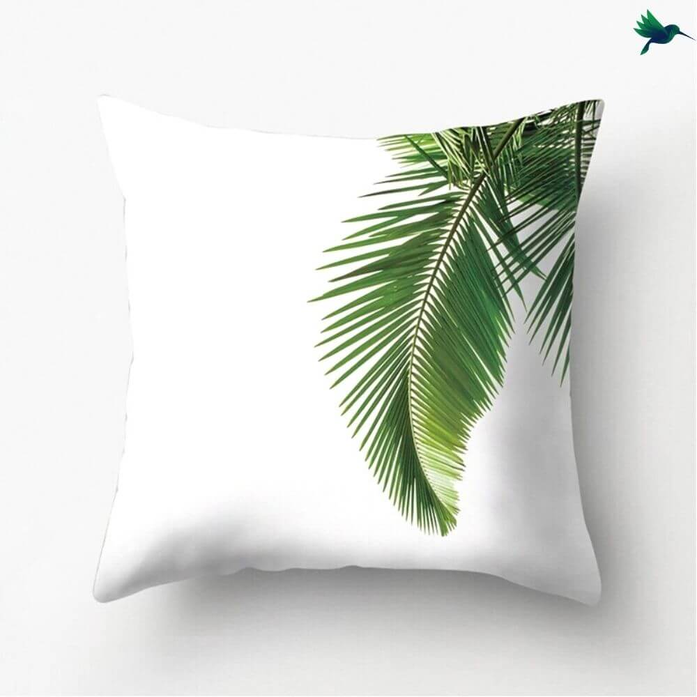 Coussin Jungle "Blanc et Vert" - Déco-exotique.fr