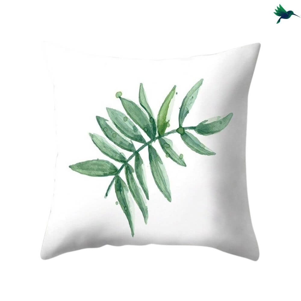 Coussin Jungle "Blanc et Vert" - Déco-exotique.fr