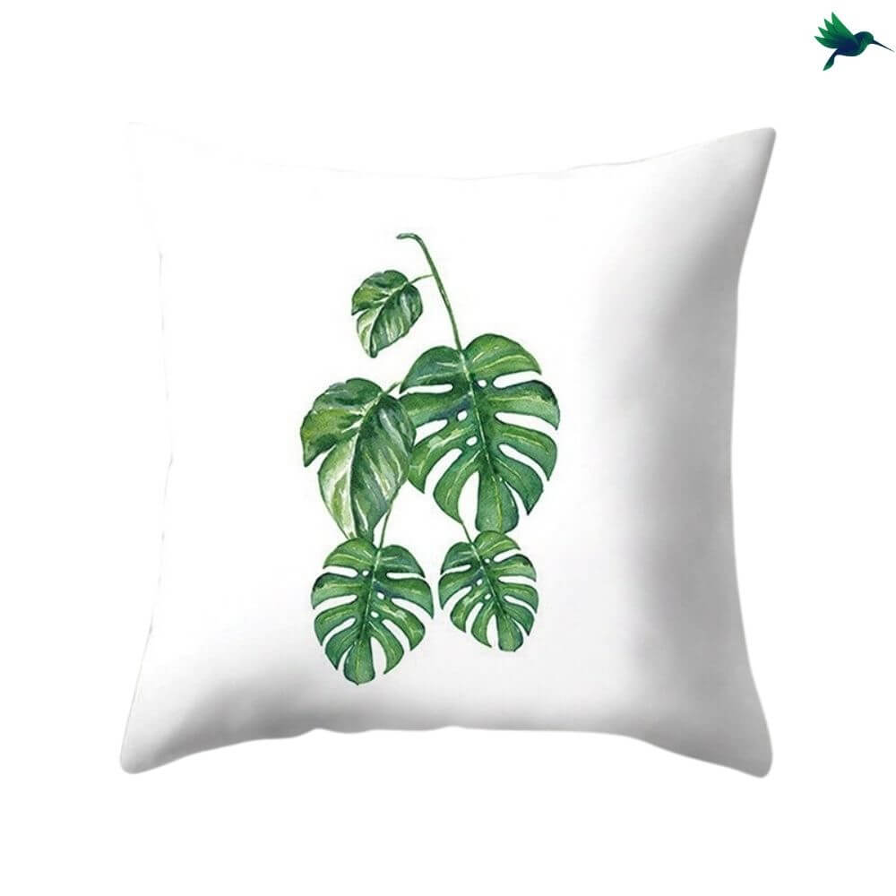 Coussin Jungle "Blanc et Vert" - Déco-exotique.fr