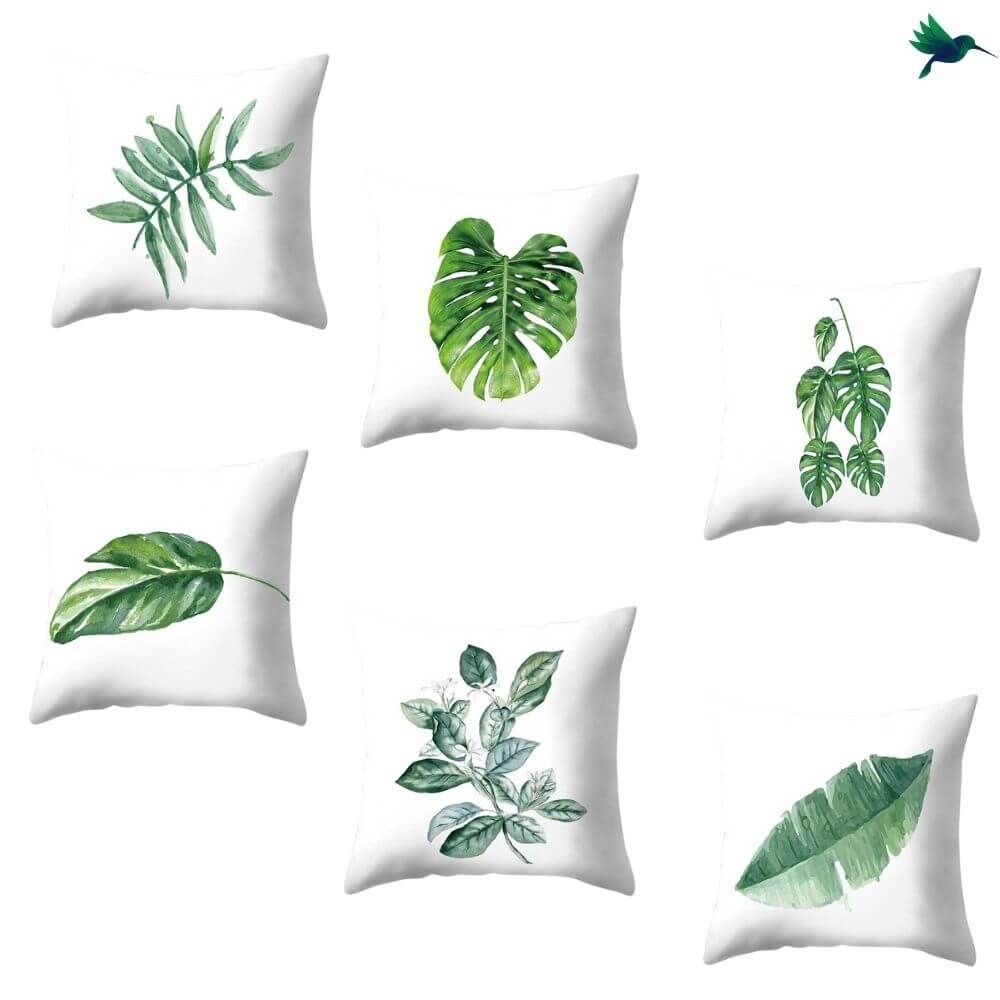 Coussin Jungle "Blanc et Vert" - Déco-exotique.fr