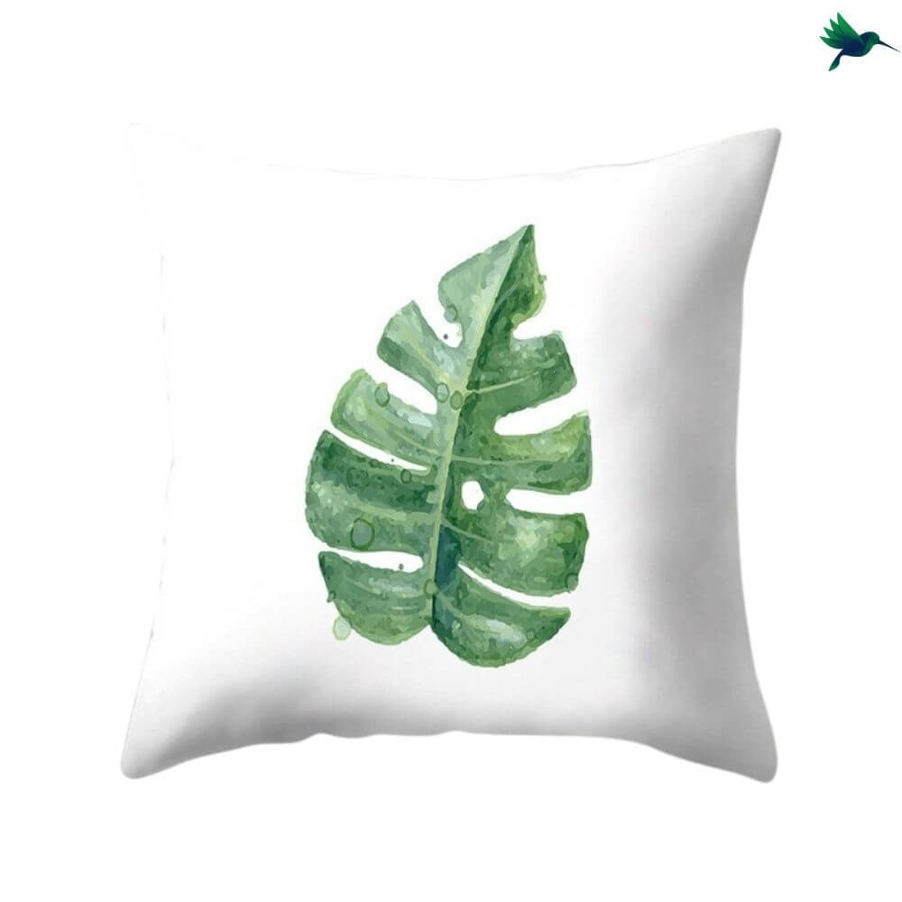 Coussin Jungle "Blanc et Vert" - Déco-exotique.fr