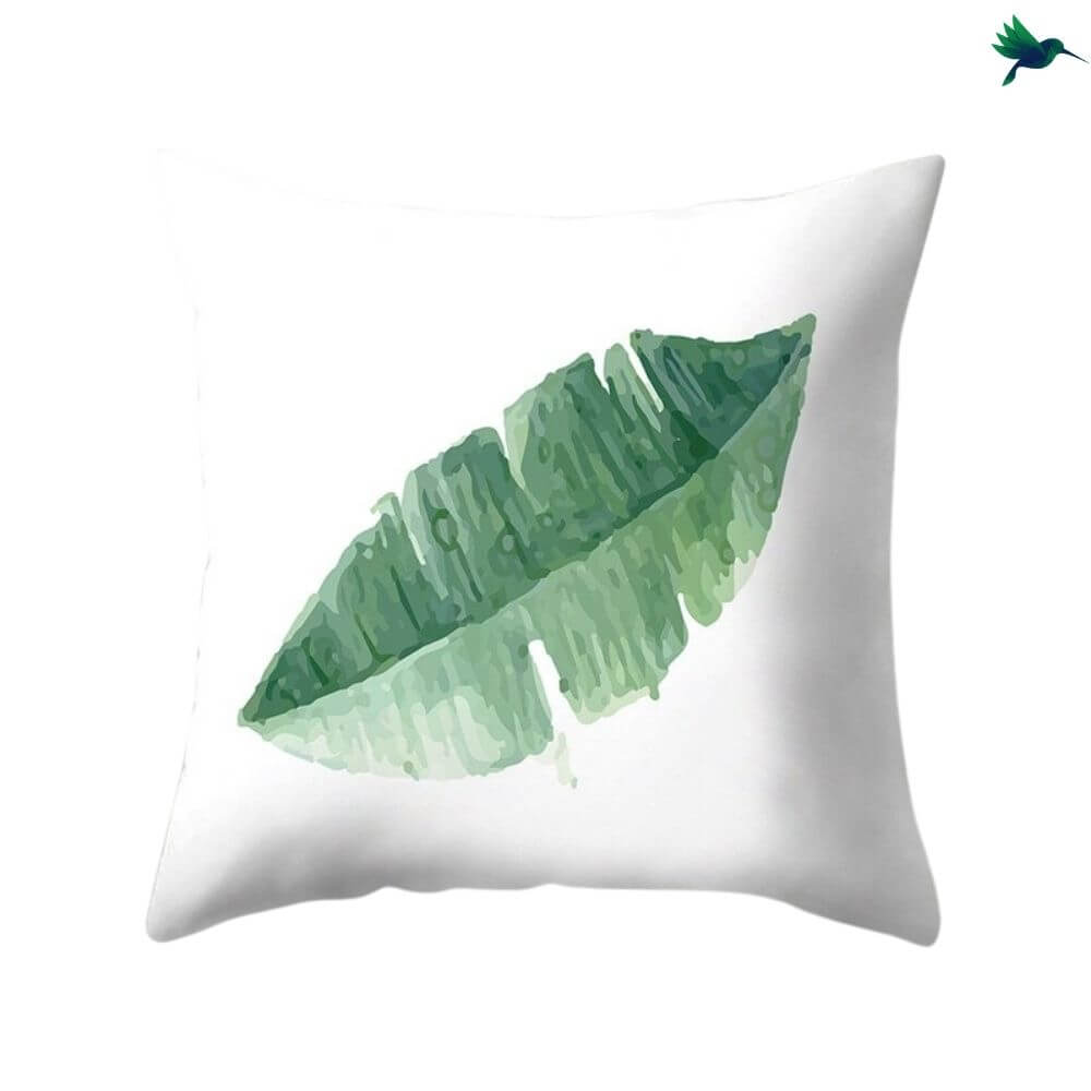 Coussin Jungle "Blanc et Vert" - Déco-exotique.fr