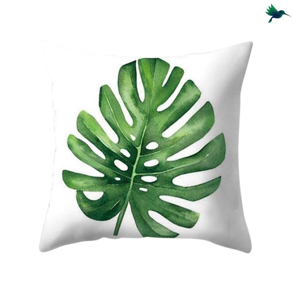 Coussin Jungle "Blanc et Vert" - Déco-exotique.fr