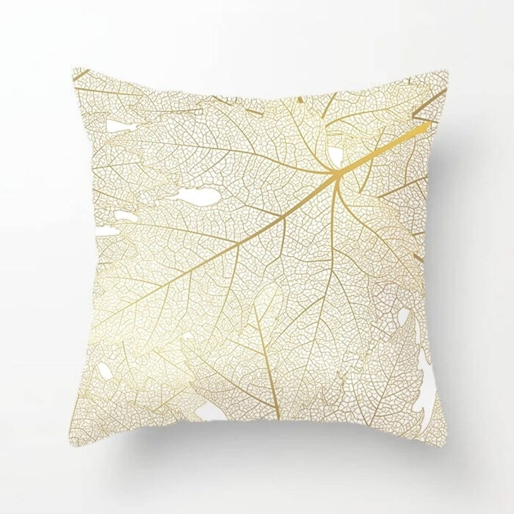 Coussin Tropical Blanc et Or