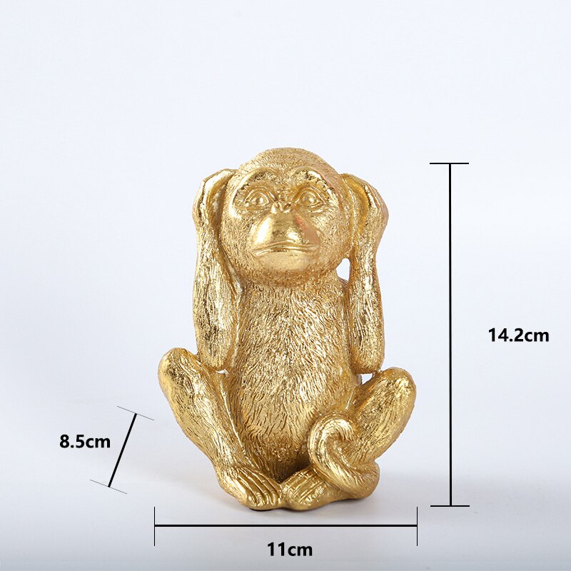 3 Singes déco Or Déco-exotique.fr