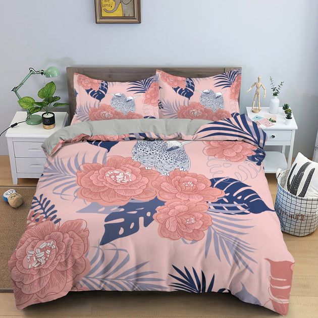 Housse de couette Fleurie rose – Déco Exotique
