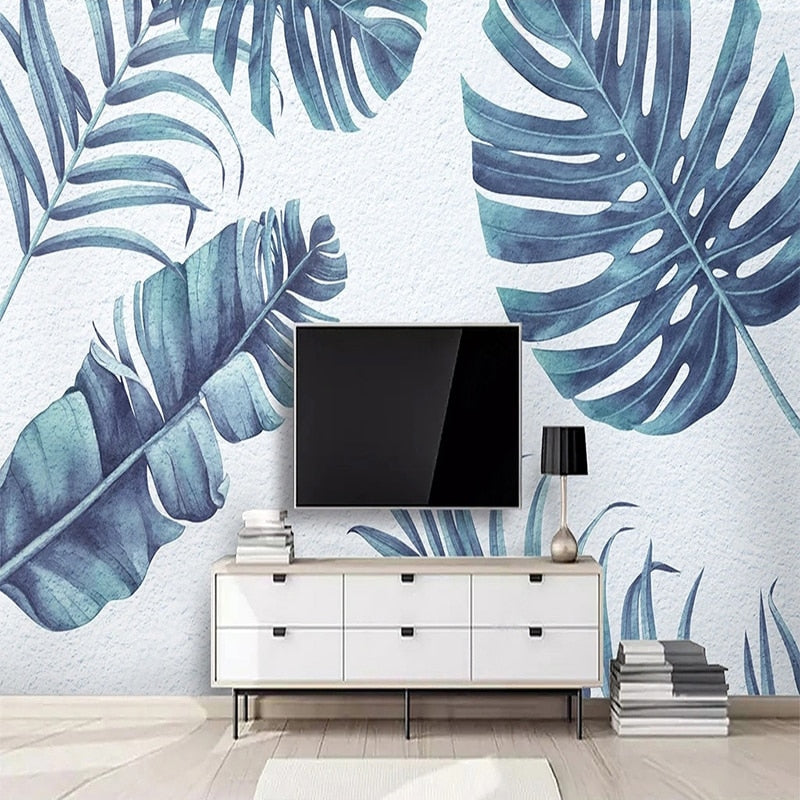 Papier peint Tropical Feuille bleue Déco-exotique.fr