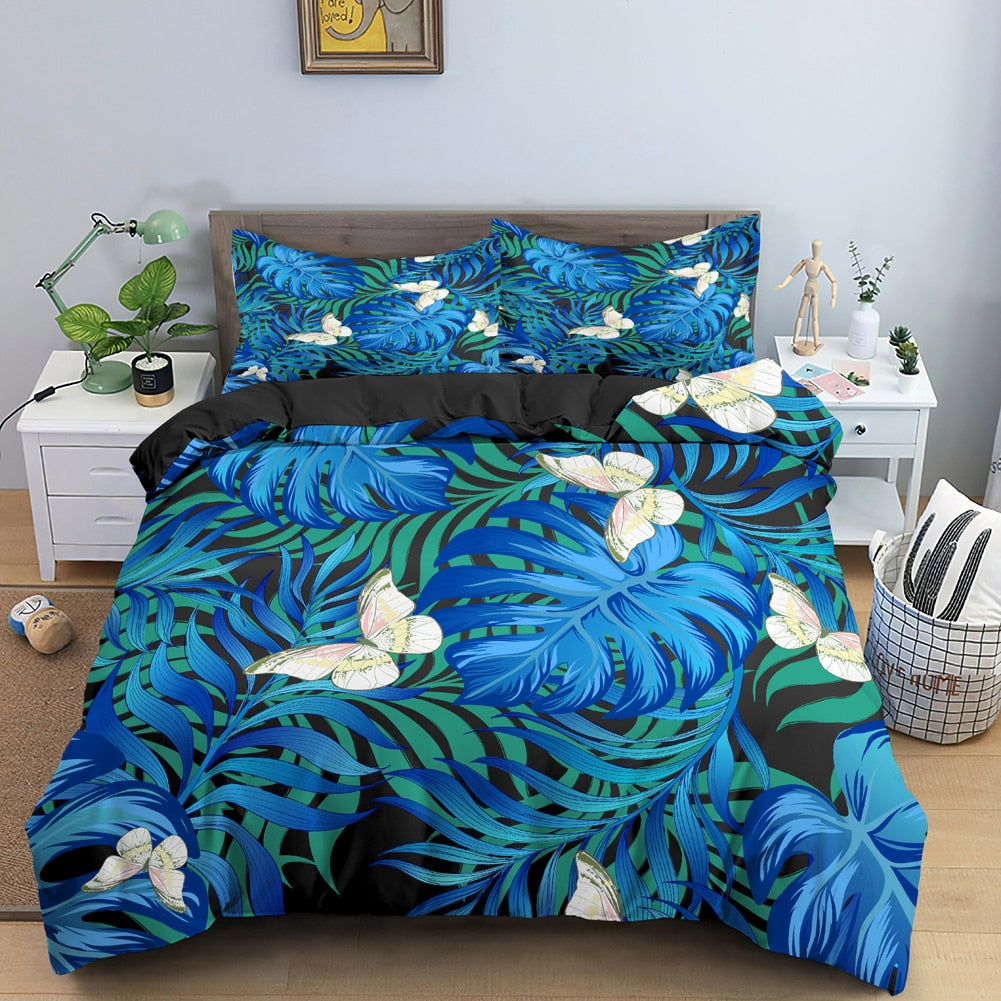 Housse de couette Jungle Bleu Déco-exotique.fr