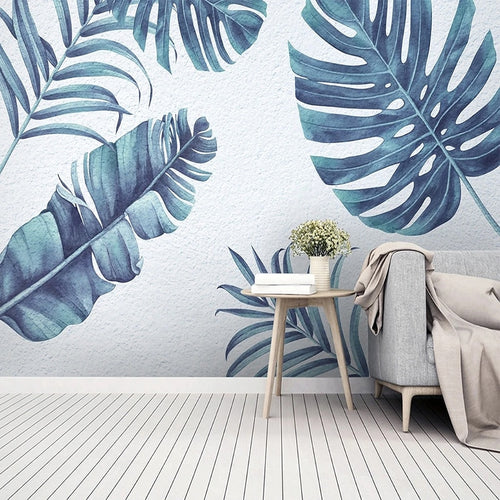 Papier peint Tropical Feuille bleue Déco-exotique.fr