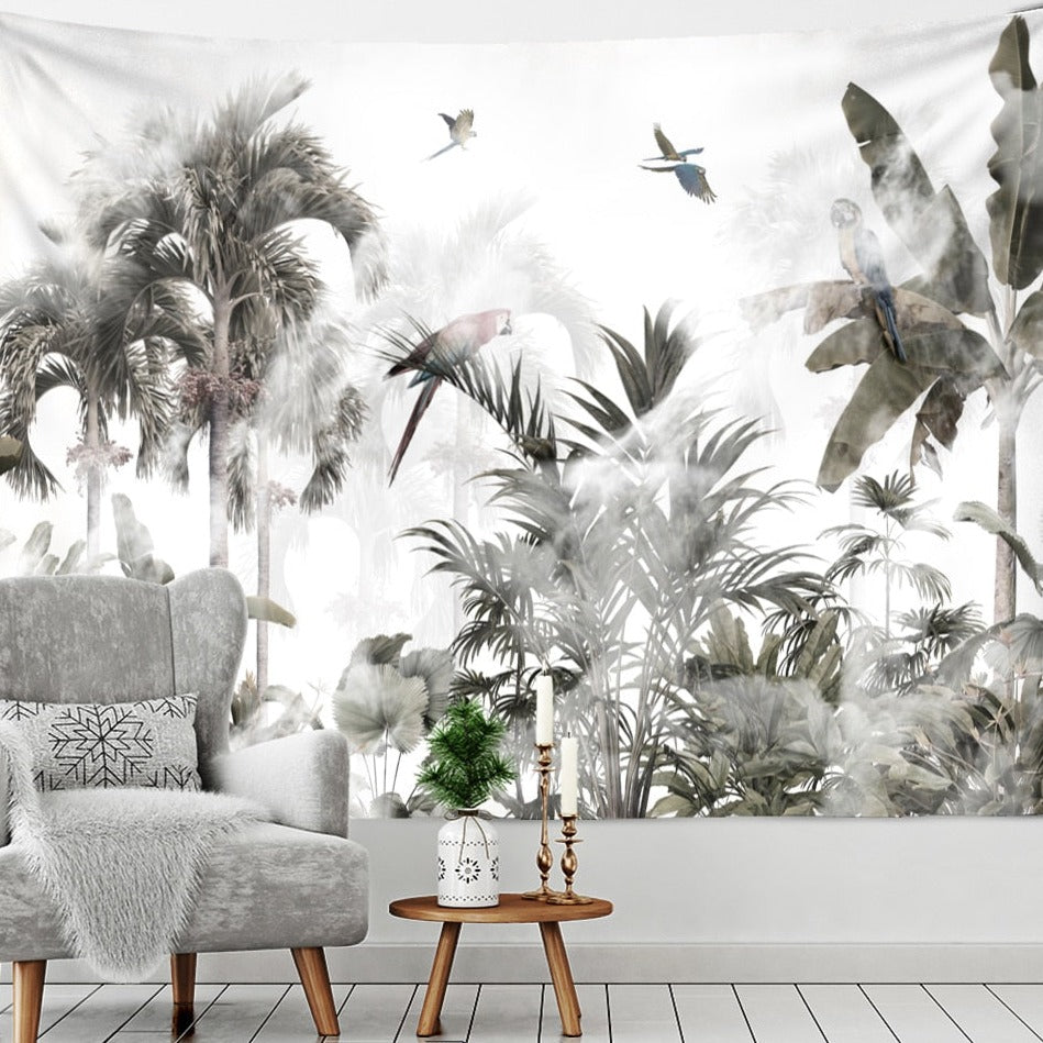 Tenture murale Jungle noir et blanc Déco-exotique.fr