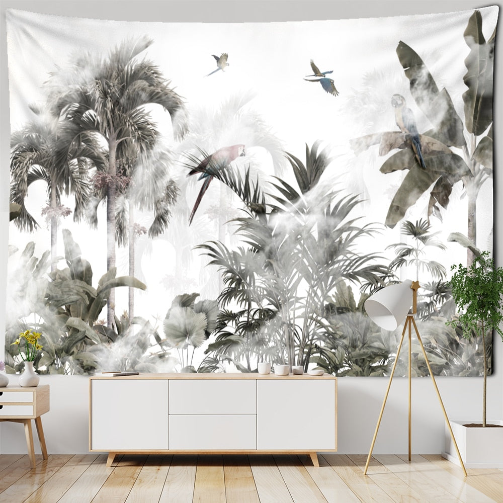 Tenture murale Jungle noir et blanc Déco-exotique.fr
