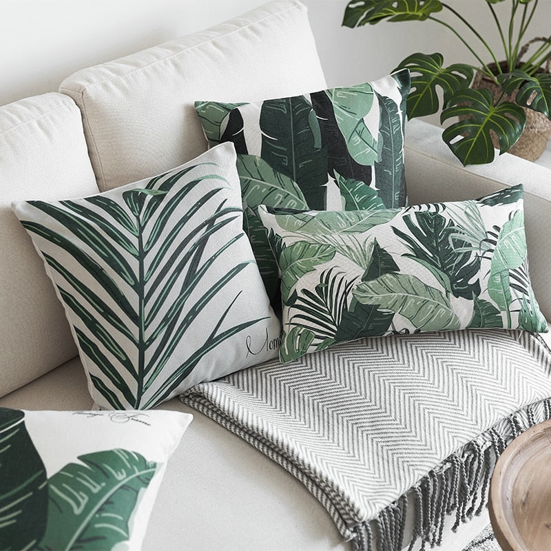 Coussin Feuilles Tropicales Déco-exotique.fr