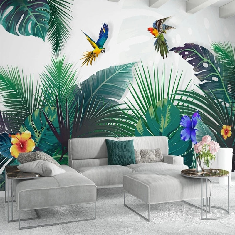 Papier peint Jungle avec Perroquet Déco-exotique.fr
