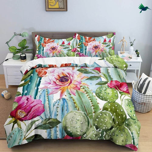 Housse de Couette Cactus Aquarelle - Déco-exotique.fr