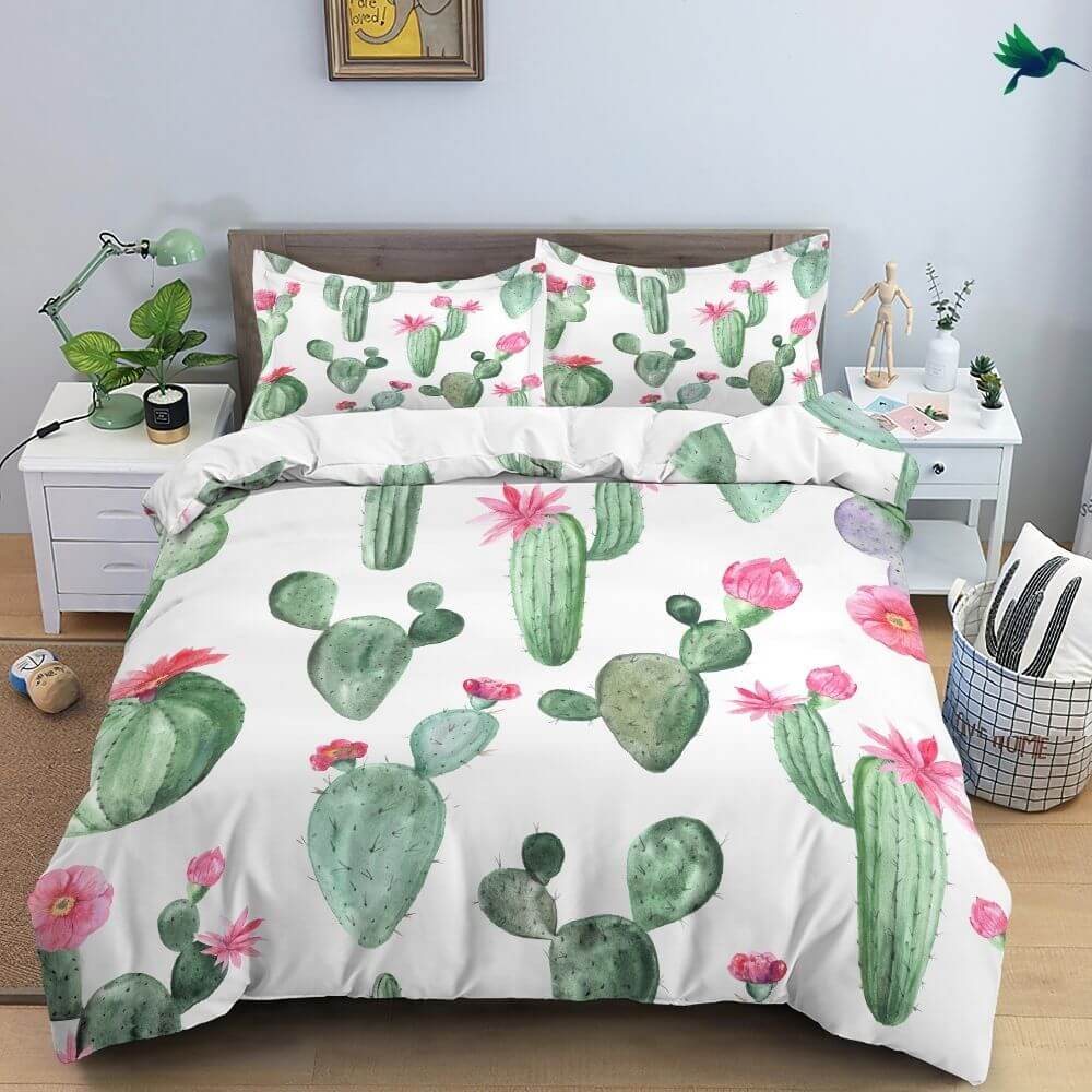 Housse de Couette Cactus Aquarelle - Déco-exotique.fr