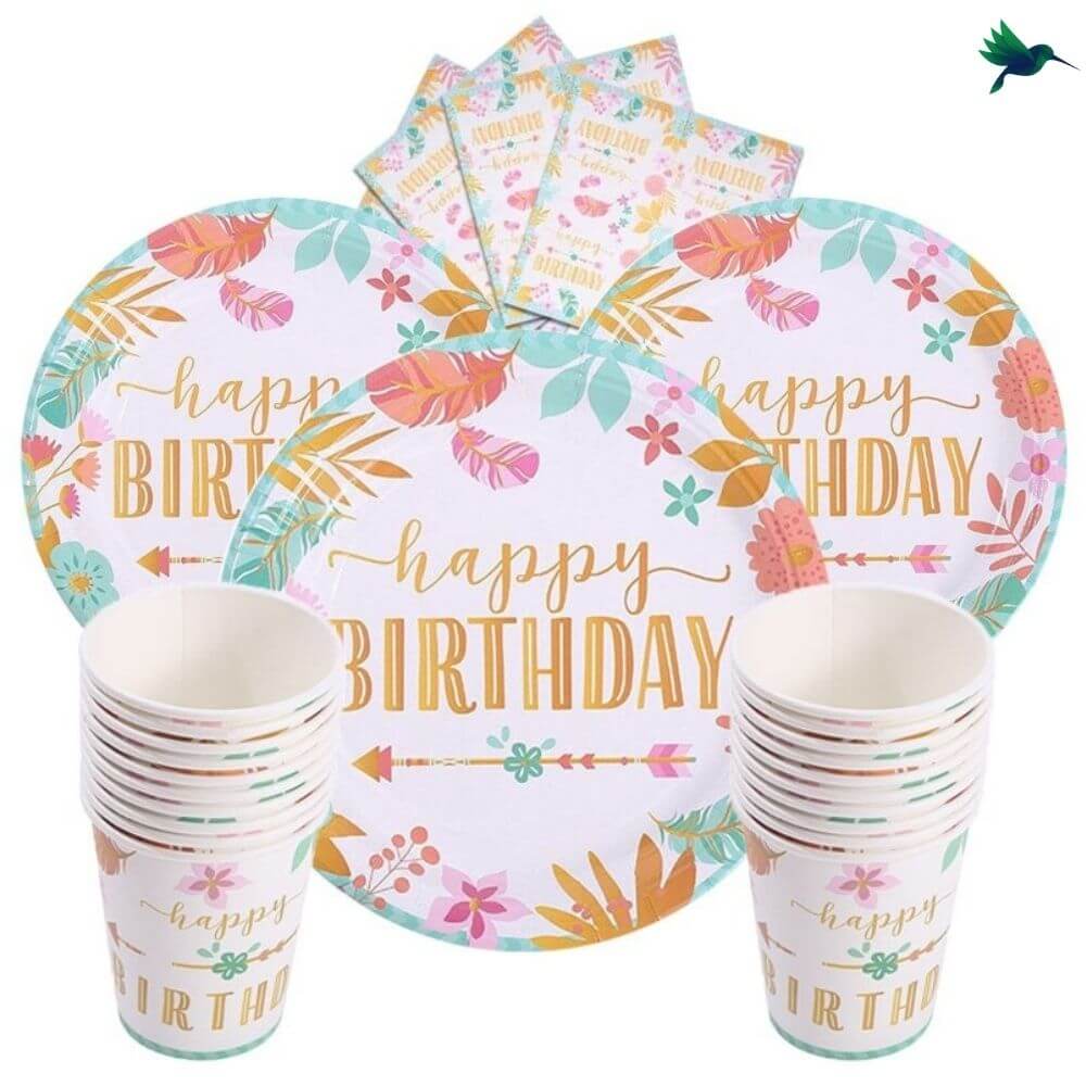 Kit Vaisselle Jetable Anniversaire Tropical Déco-exotique.fr