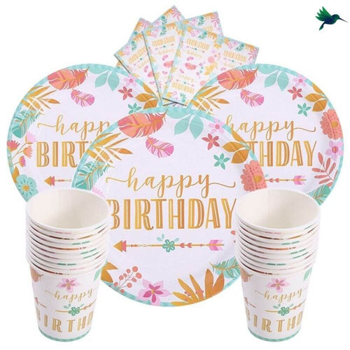 Kit Vaisselle Jetable Anniversaire Tropical Déco-exotique.fr