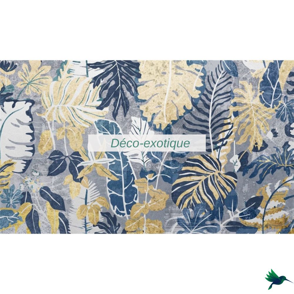 Papier peint Feuillage bleu Déco-exotique.fr