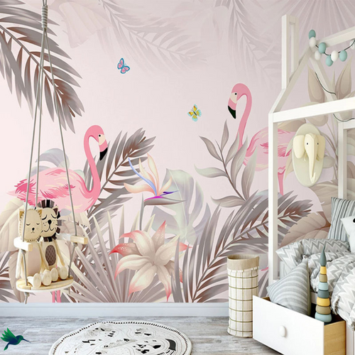 Papier peint Flamant rose Fille Déco-exotique.fr