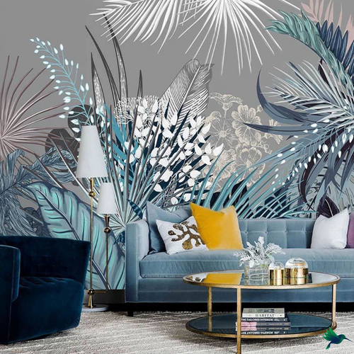 Papier peint Jungle bleu Déco-exotique.fr