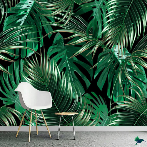 Papier peint Jungle noir et vert Déco-exotique.fr