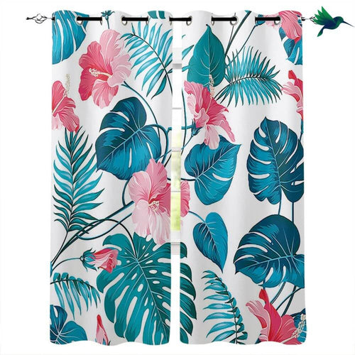 Rideau Tropical bleu et rose Déco-exotique.fr