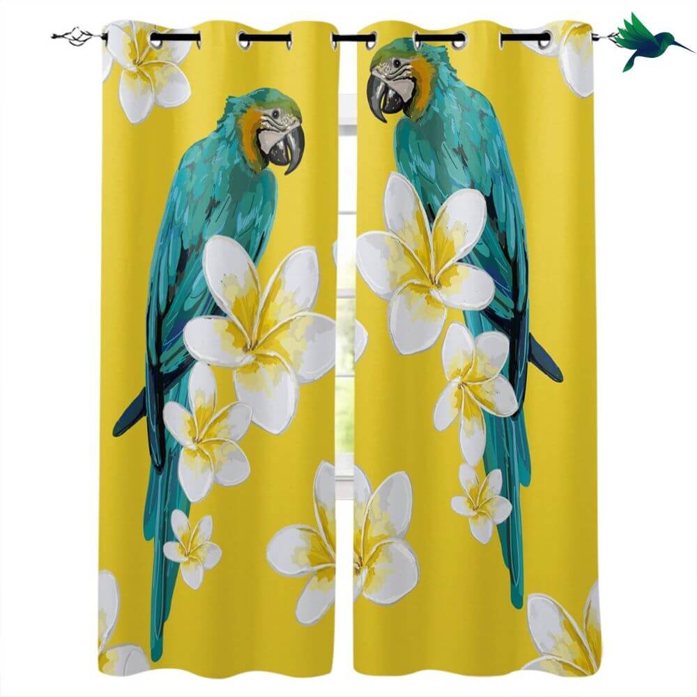 Rideau jaune Perroquet Déco-exotique.fr