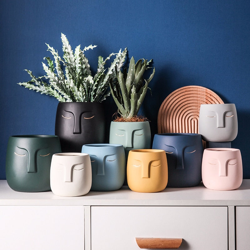 Cache pot Céramique Visage Déco-exotique.fr