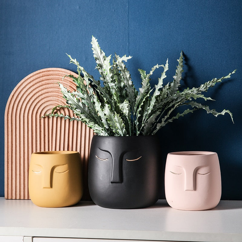 Cache pot Céramique Visage Déco-exotique.fr