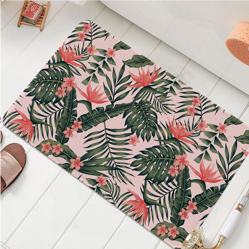 Tapis Jungle Vert et Rose- Déco Exotique