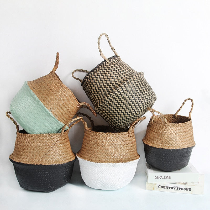 Panier en osier Bicolore Déco-exotique.fr