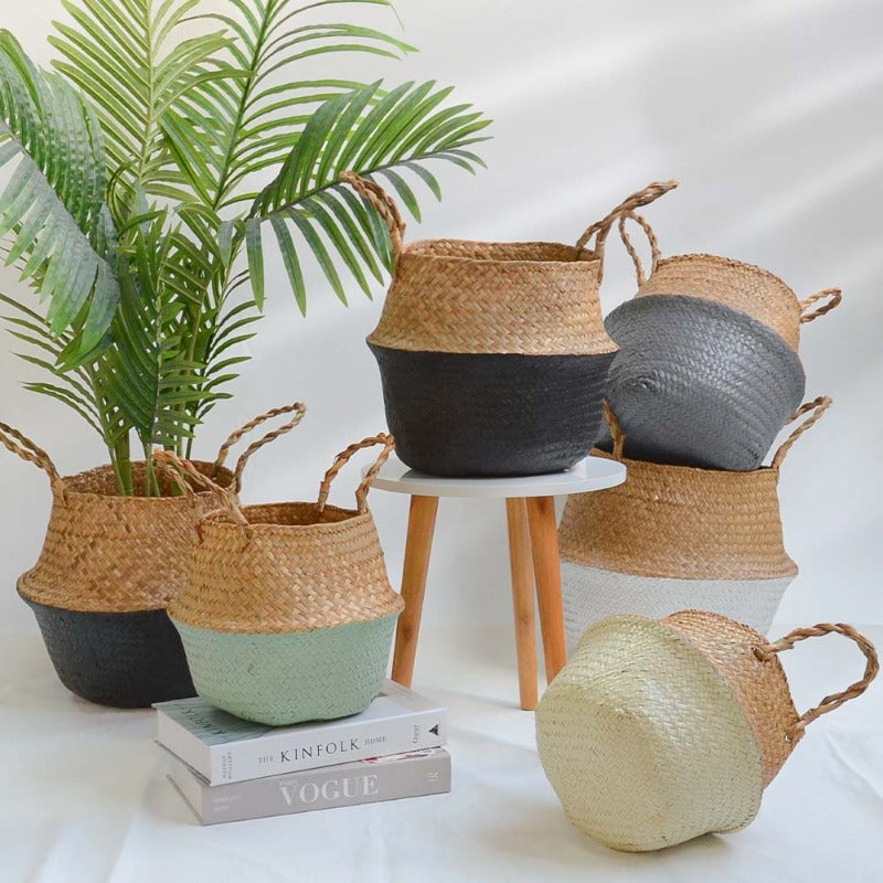 Panier en osier Bicolore Déco-exotique.fr