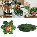 Lot De 6 Serviettes De Table Lavables Motif Feuilles De Palmier Vert - 50x50 Cm Polyester - Décoration Intérieur Extérieur Fête Anniversaire Restaurant - 9
