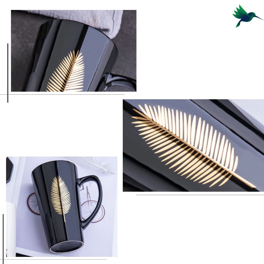 Tasse avec couvercle et cuillère - motif Exotique