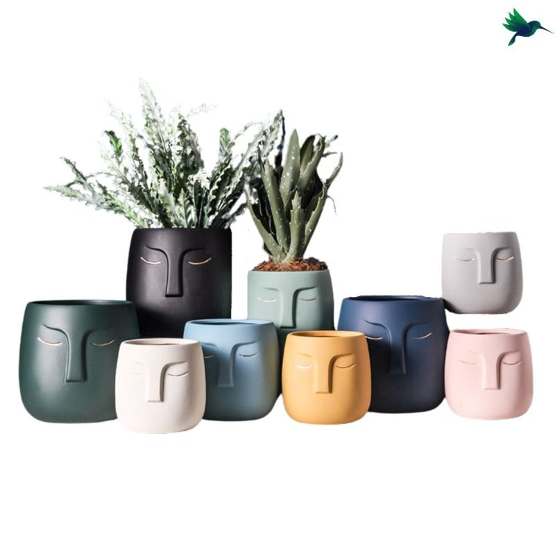 Cache pot Céramique Visage Déco-exotique.fr