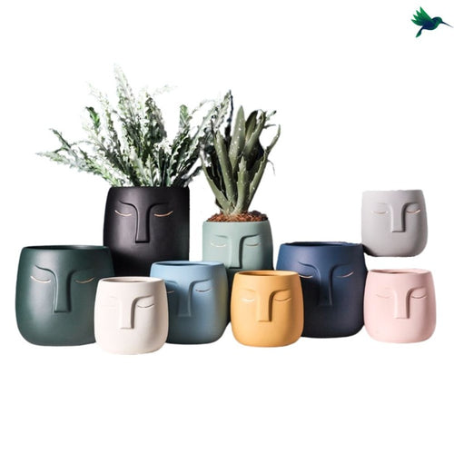 Cache pot Céramique Visage Déco-exotique.fr