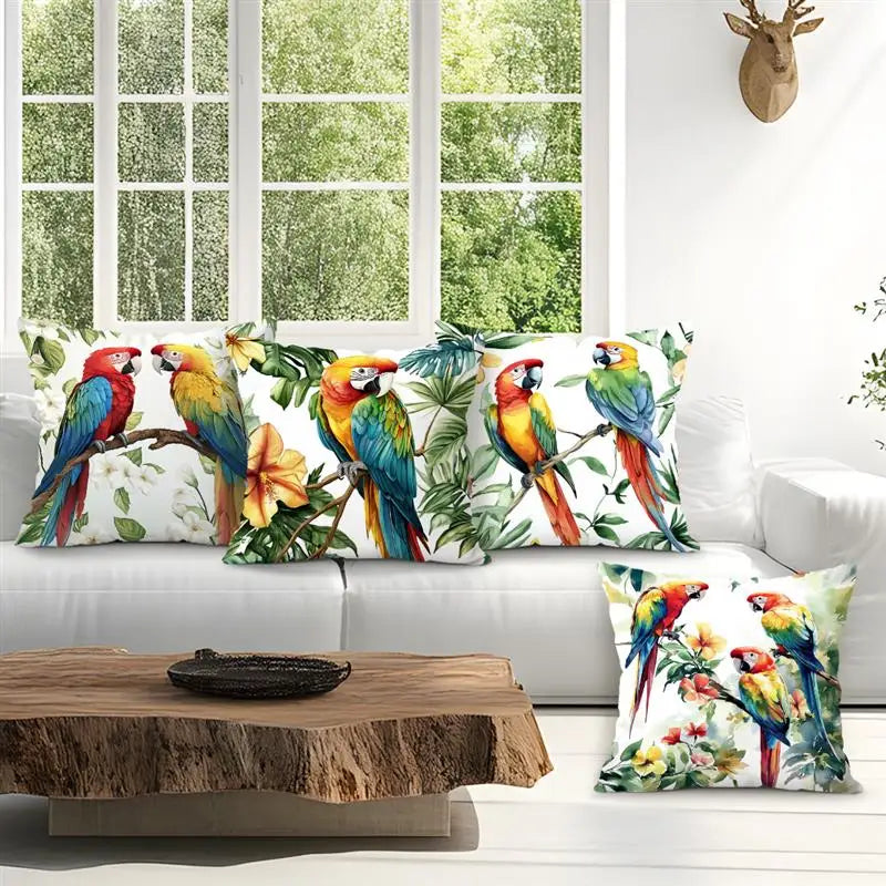 Coussin Perroquet-Déco Exotique